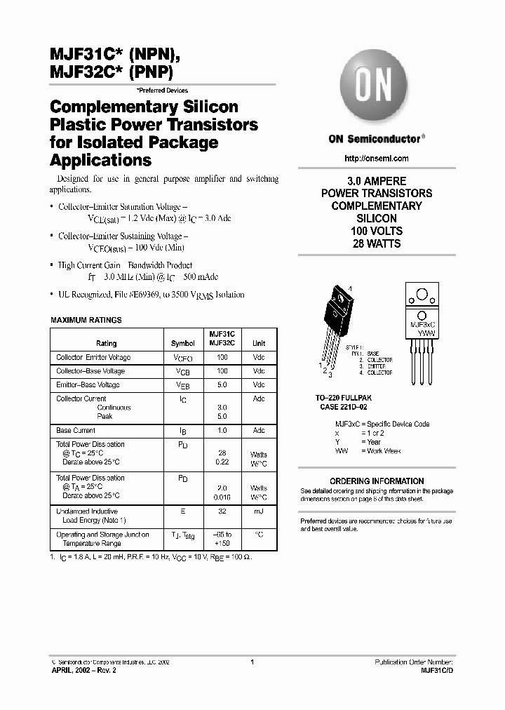 MJF31C_328085.PDF Datasheet