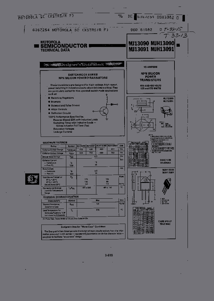 MJH13091_341206.PDF Datasheet