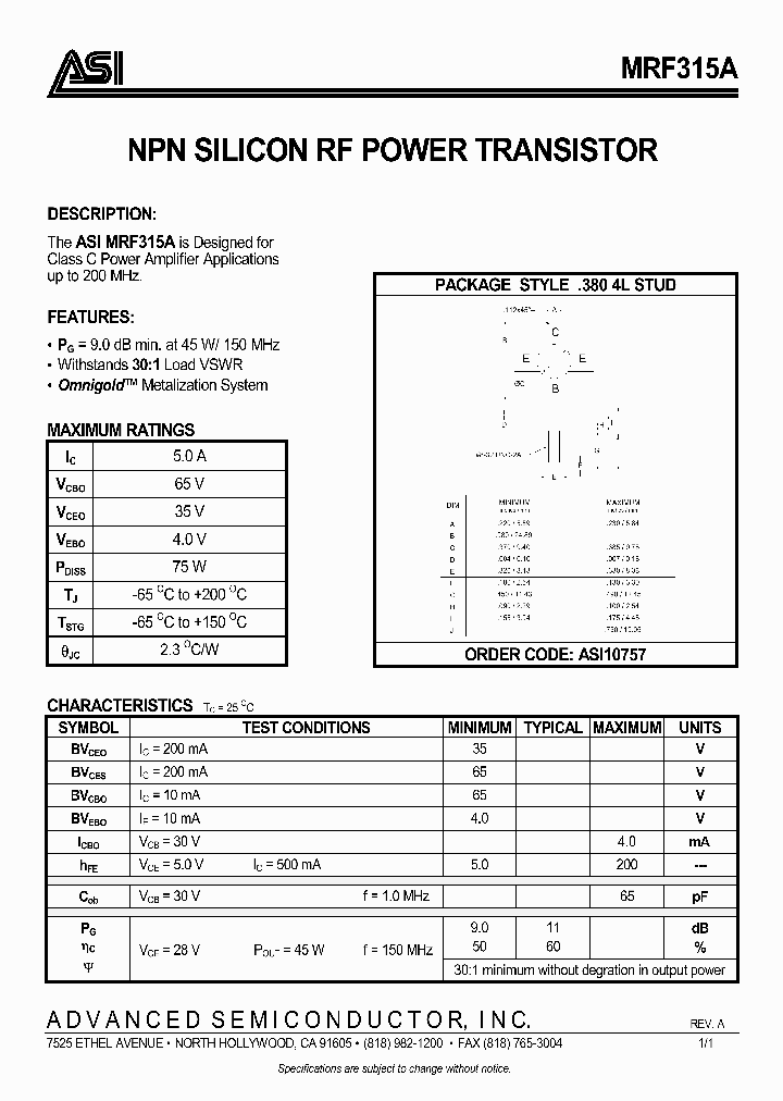 MRF315A_358179.PDF Datasheet