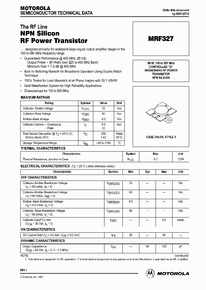 MRF327_358149.PDF Datasheet