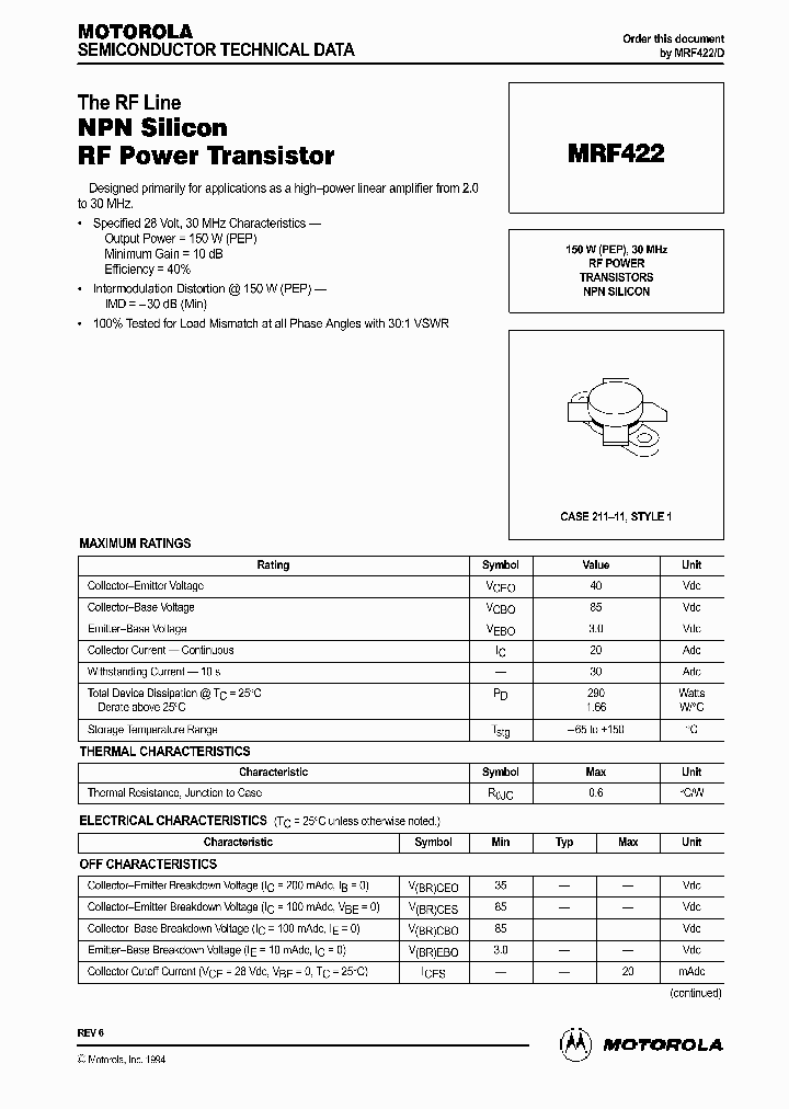 MRF422_310069.PDF Datasheet