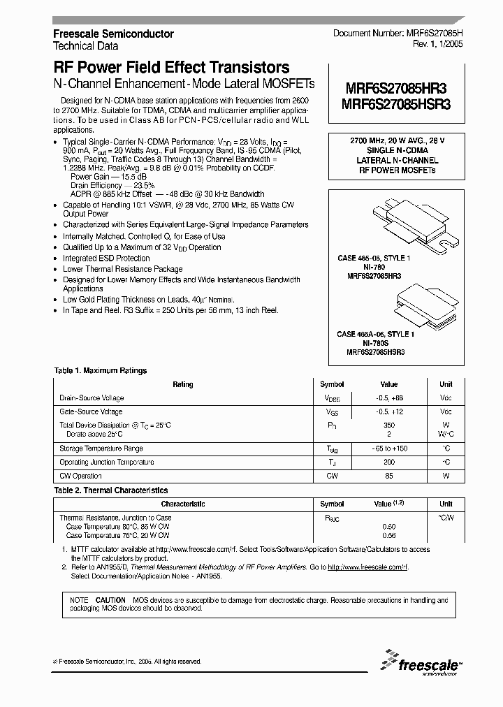MRF6S27085HSR3_307409.PDF Datasheet