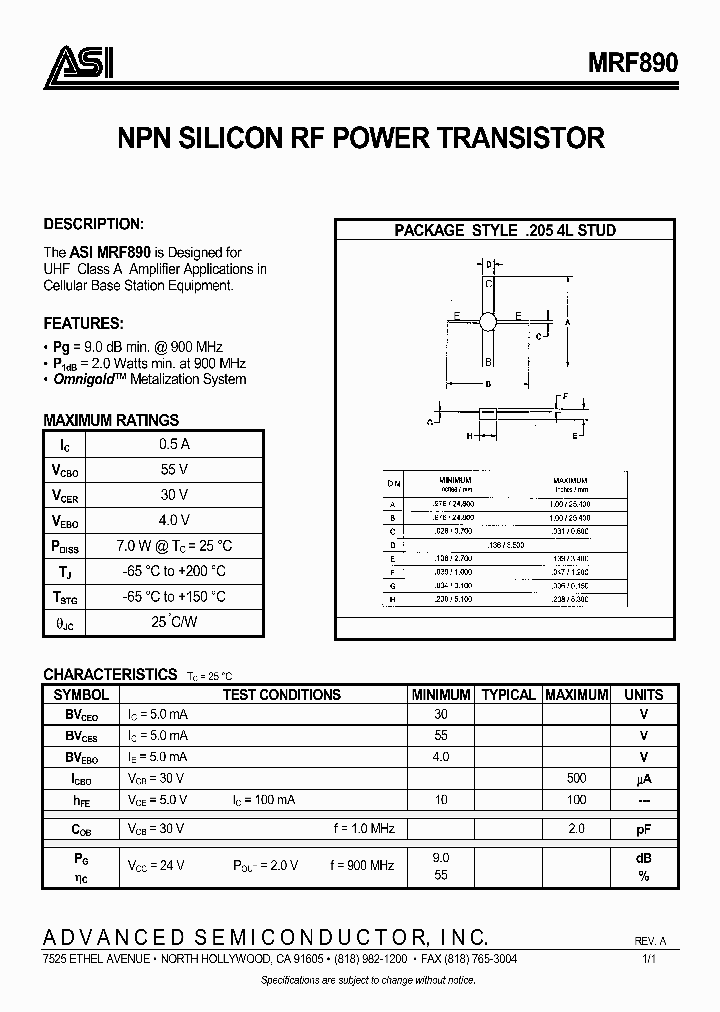 MRF890_380193.PDF Datasheet