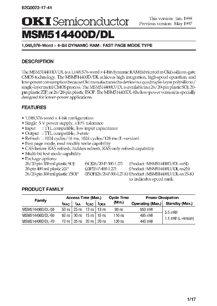 MSM514400DL_336700.PDF Datasheet