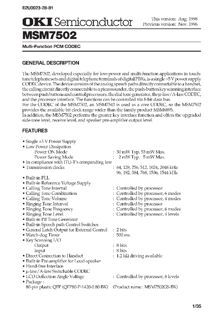 MSM7502_332189.PDF Datasheet