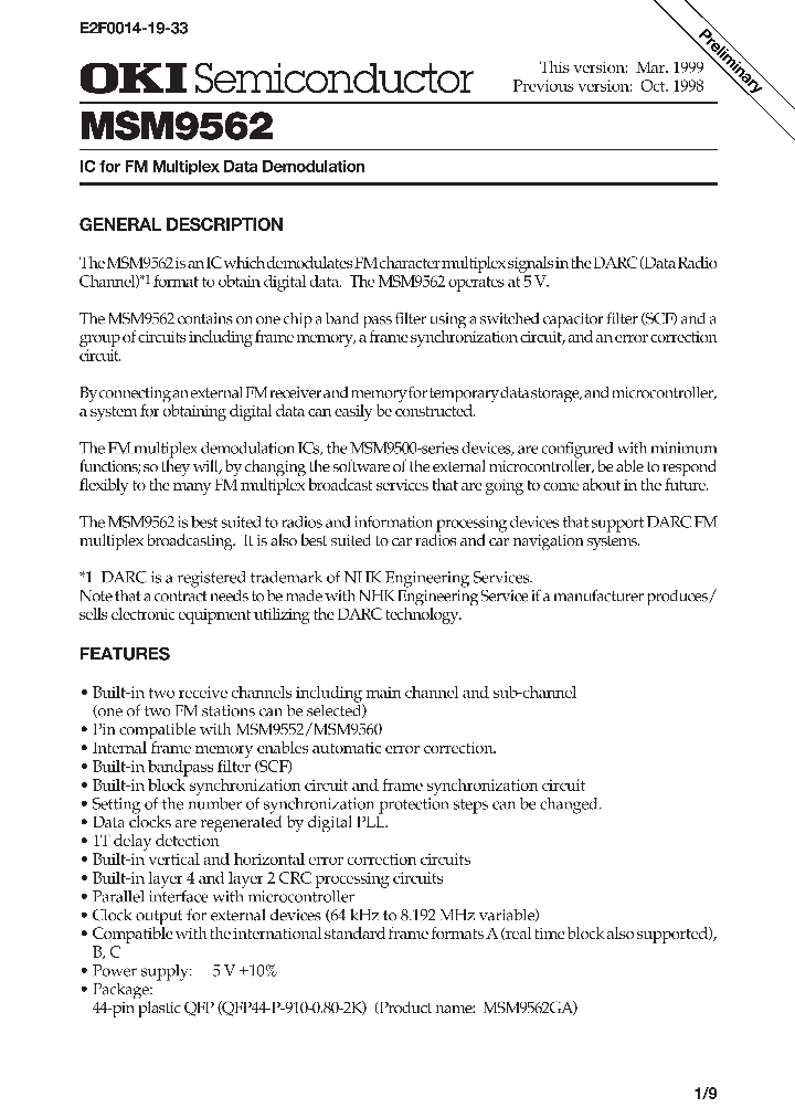 MSM9562_203864.PDF Datasheet
