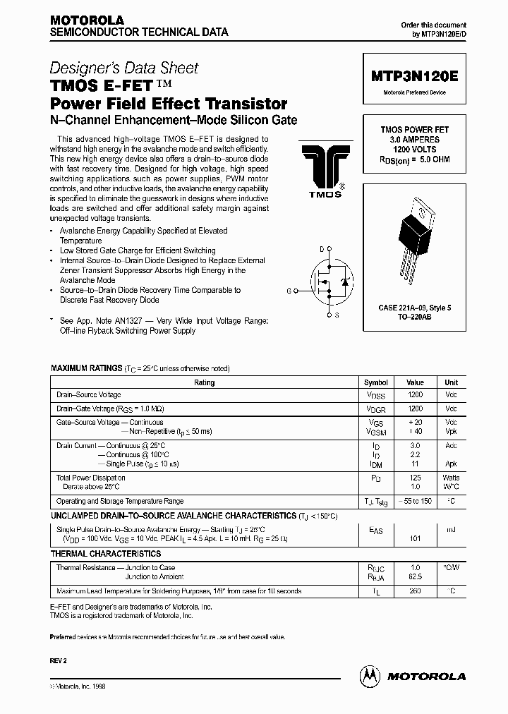 MTP3N120ED_333007.PDF Datasheet