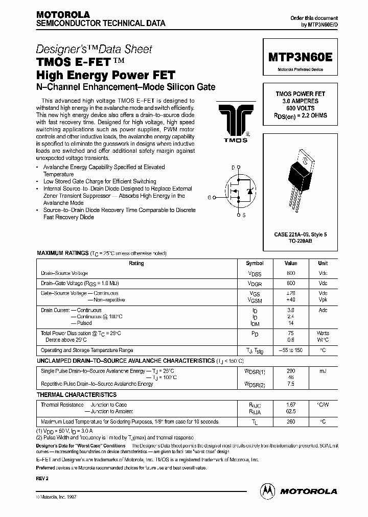 MTP3N60ED_197440.PDF Datasheet