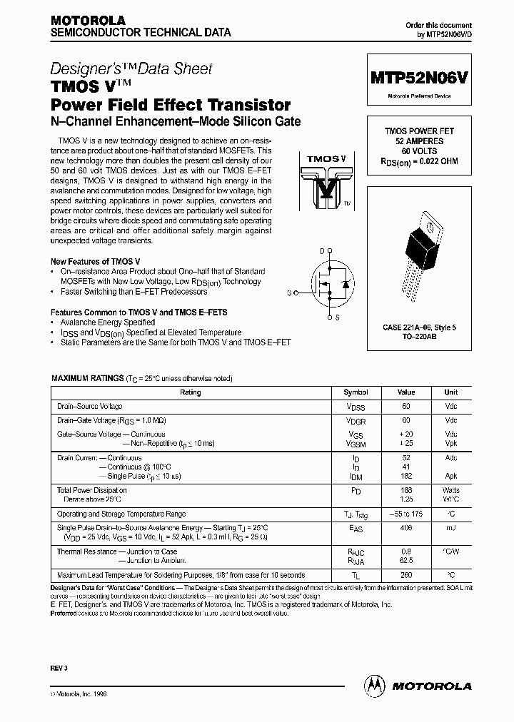 MTP52N06V_65016.PDF Datasheet