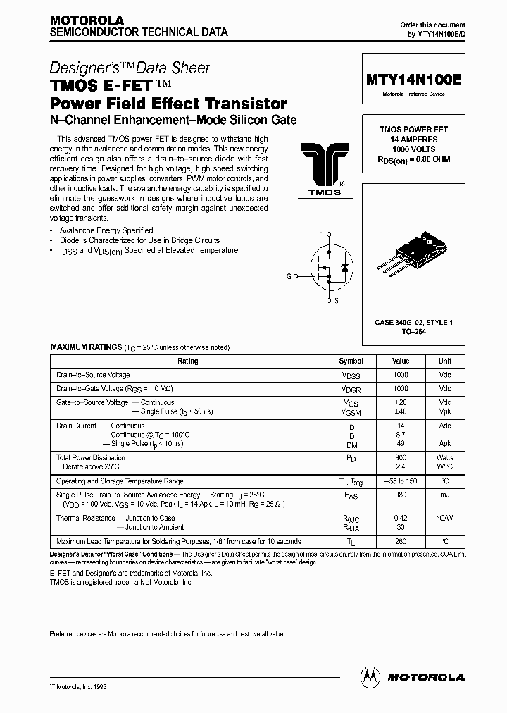 MTY14N100ED_337649.PDF Datasheet