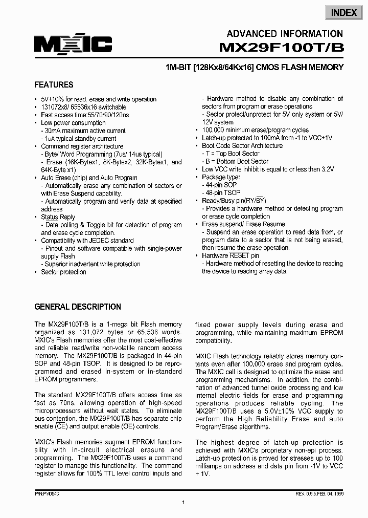 MX29F100TB_365857.PDF Datasheet