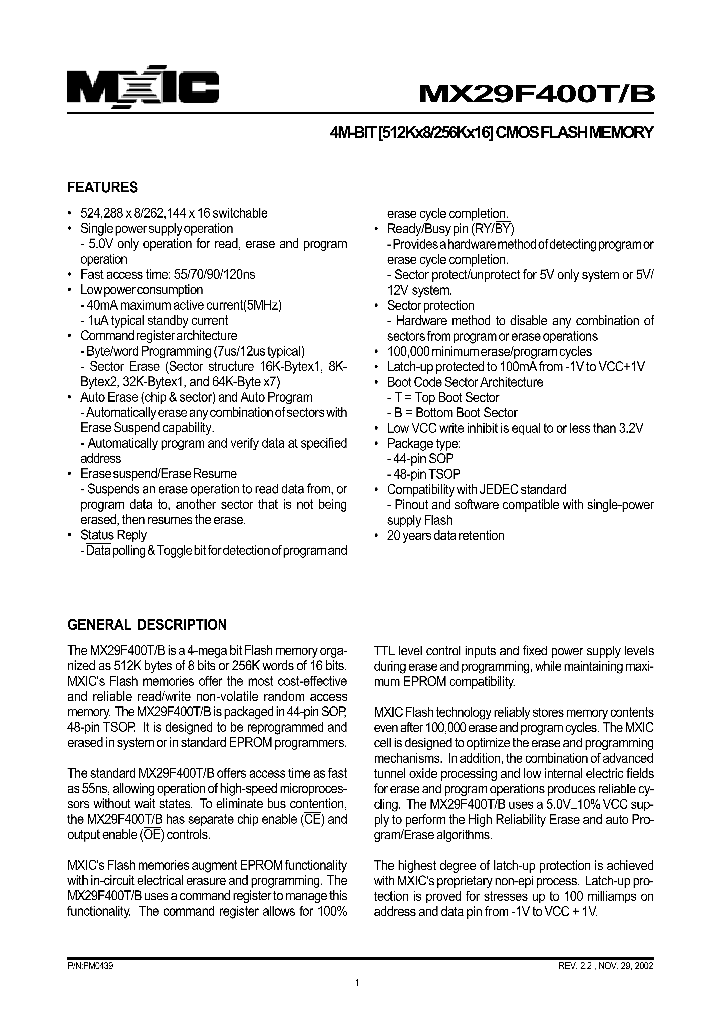 MX29F400BT_325134.PDF Datasheet