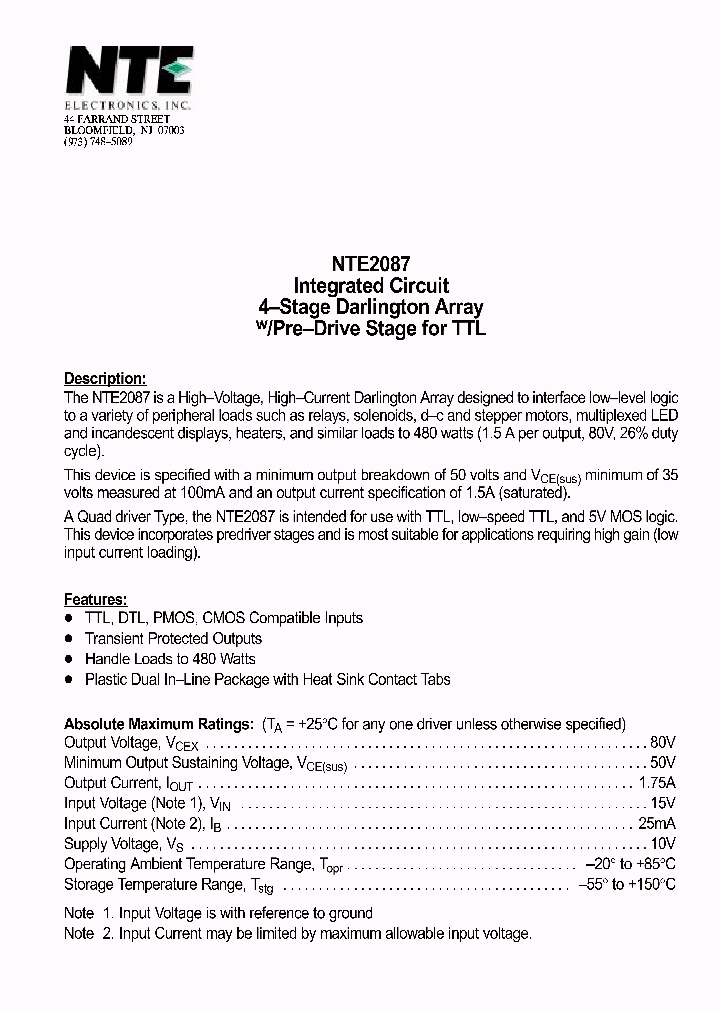 NTE2087_363019.PDF Datasheet