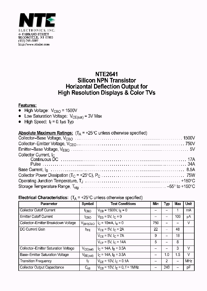 NTE2641_377616.PDF Datasheet