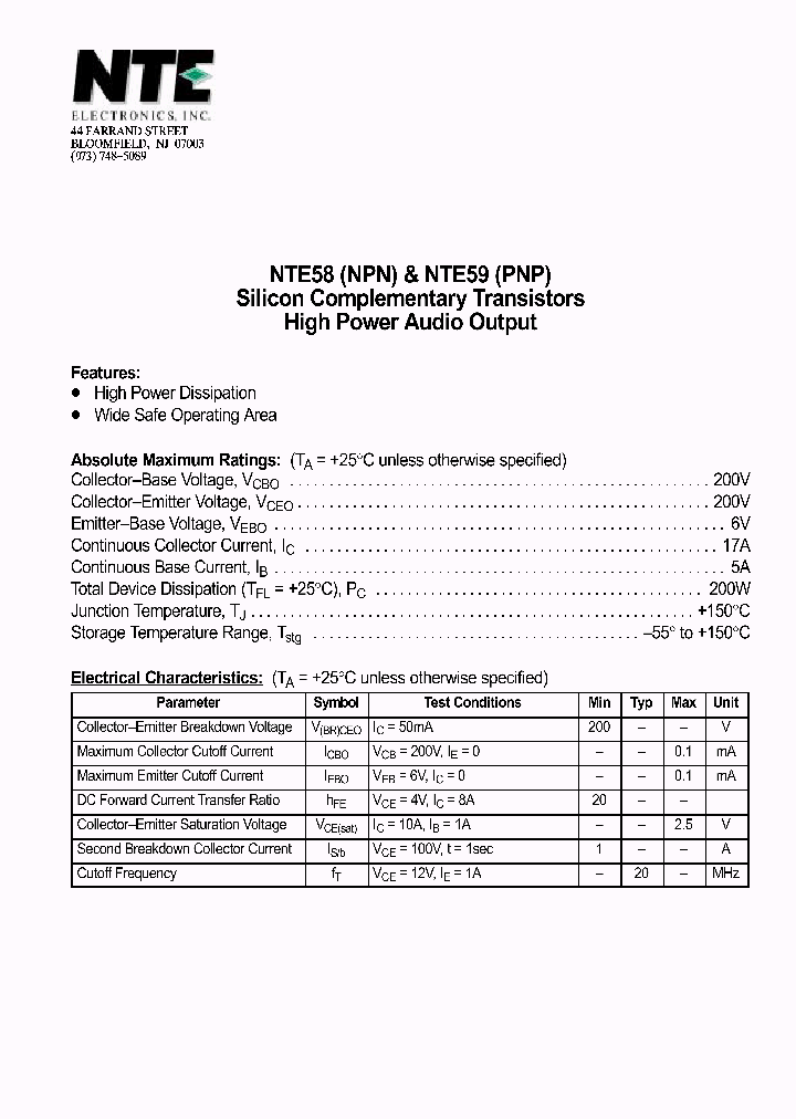 NTE58NPN_372558.PDF Datasheet