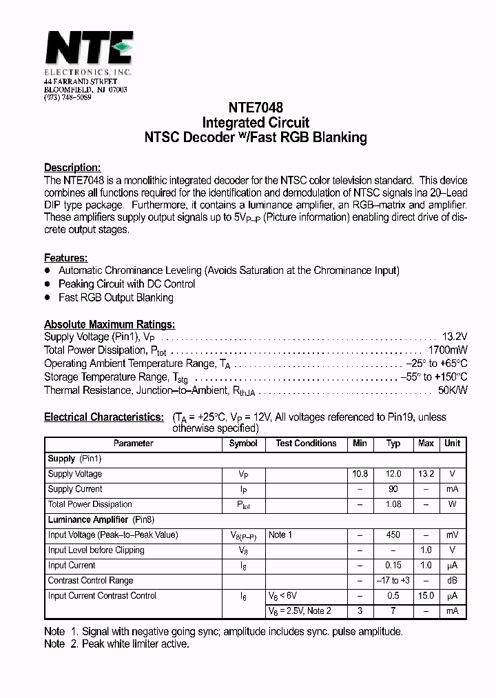 NTE7048_360253.PDF Datasheet