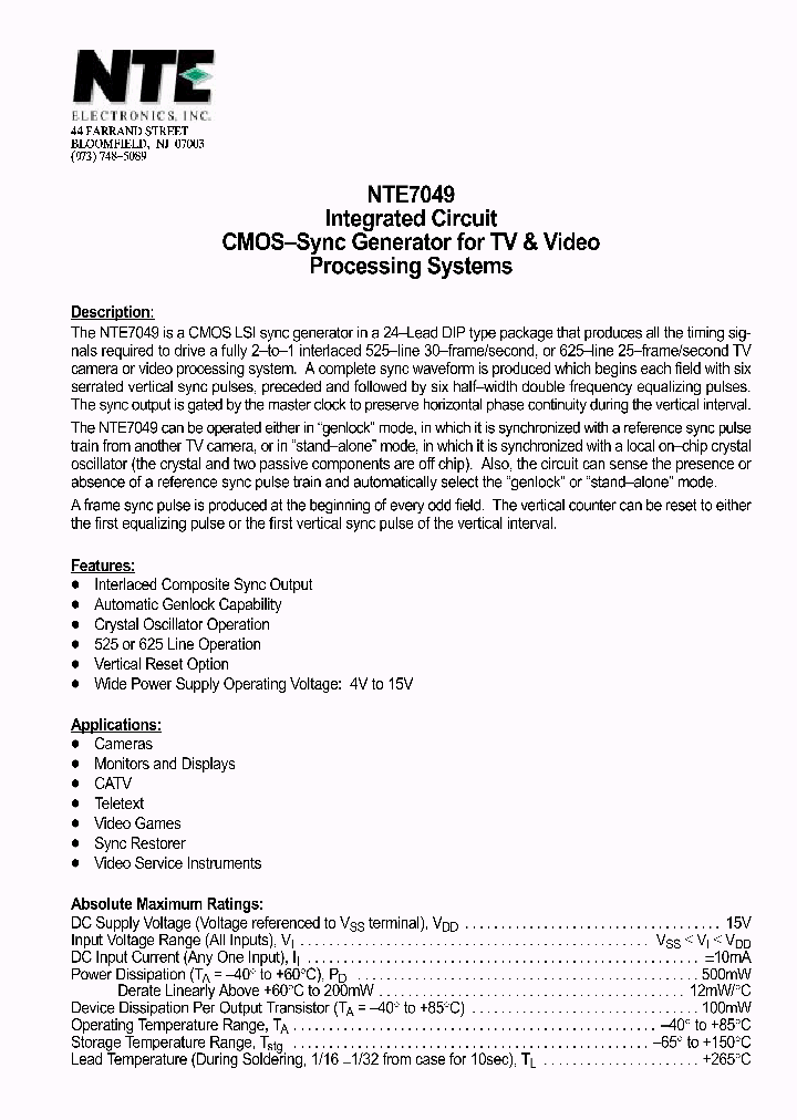NTE7049_372388.PDF Datasheet