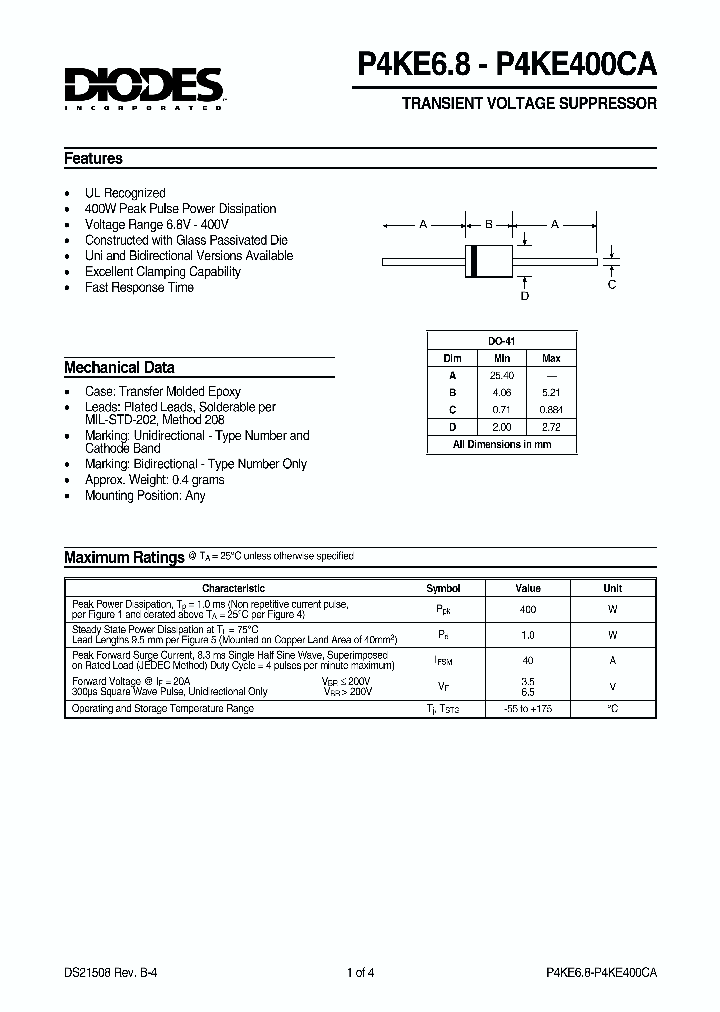 P4KE250_335816.PDF Datasheet