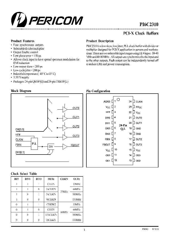 PI6C2310_341880.PDF Datasheet