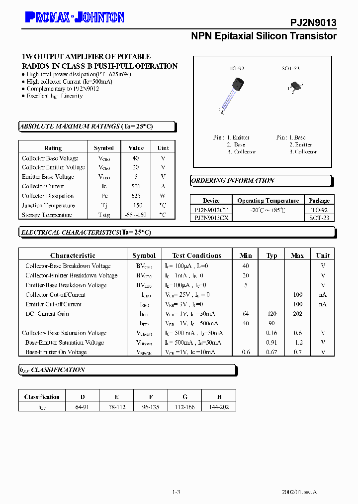PJ2N9013_370593.PDF Datasheet
