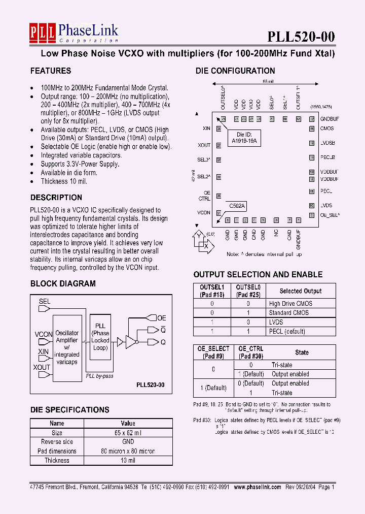 PLL520-00_320395.PDF Datasheet