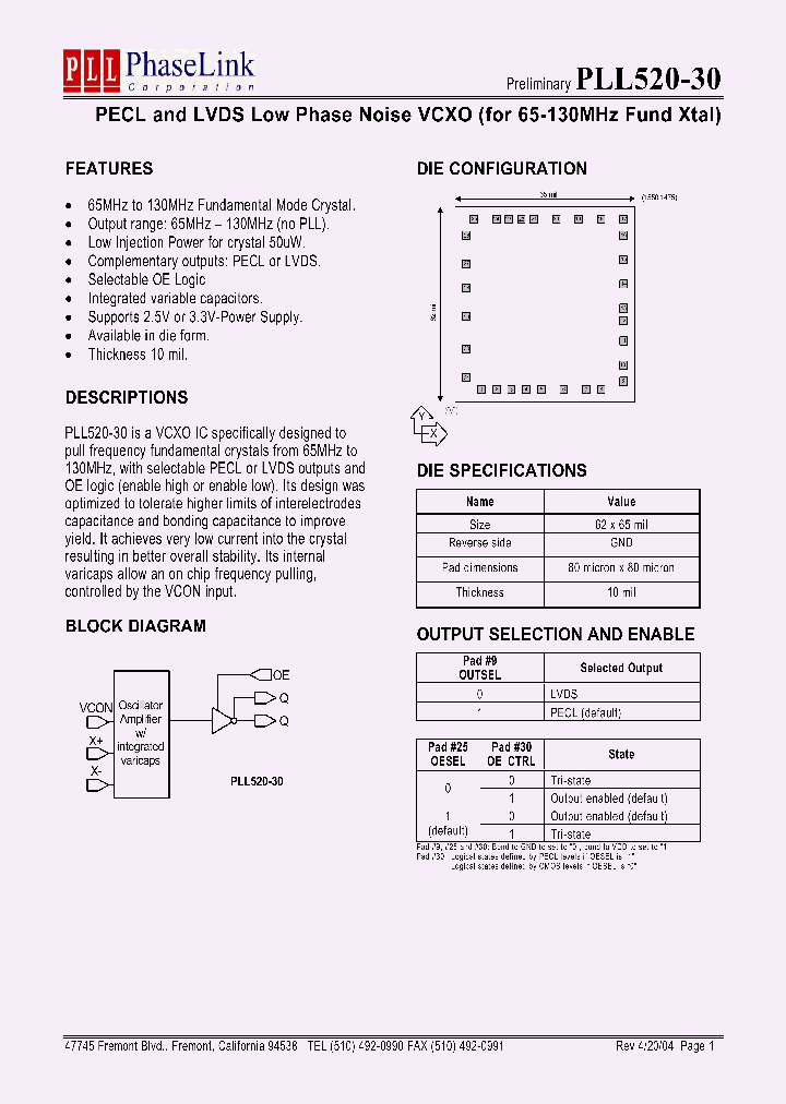 PLL520-30_320410.PDF Datasheet