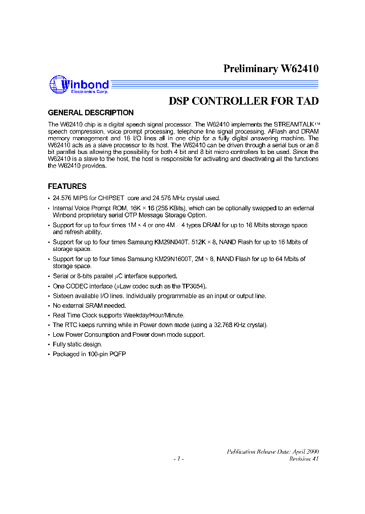 PRELIMINARYW62410_341729.PDF Datasheet