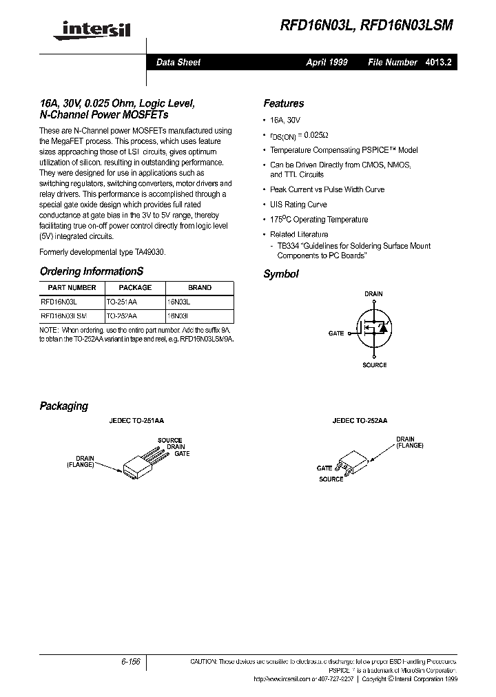 RFD16N03_148311.PDF Datasheet