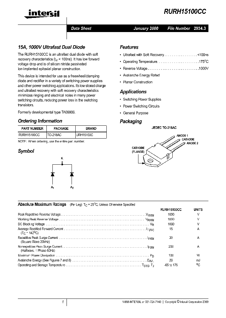 RURH15100CC_346164.PDF Datasheet