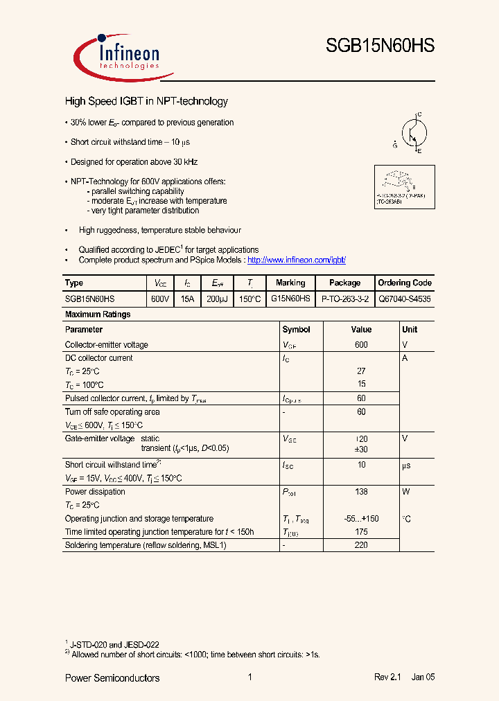 SGB15N60HS_371207.PDF Datasheet