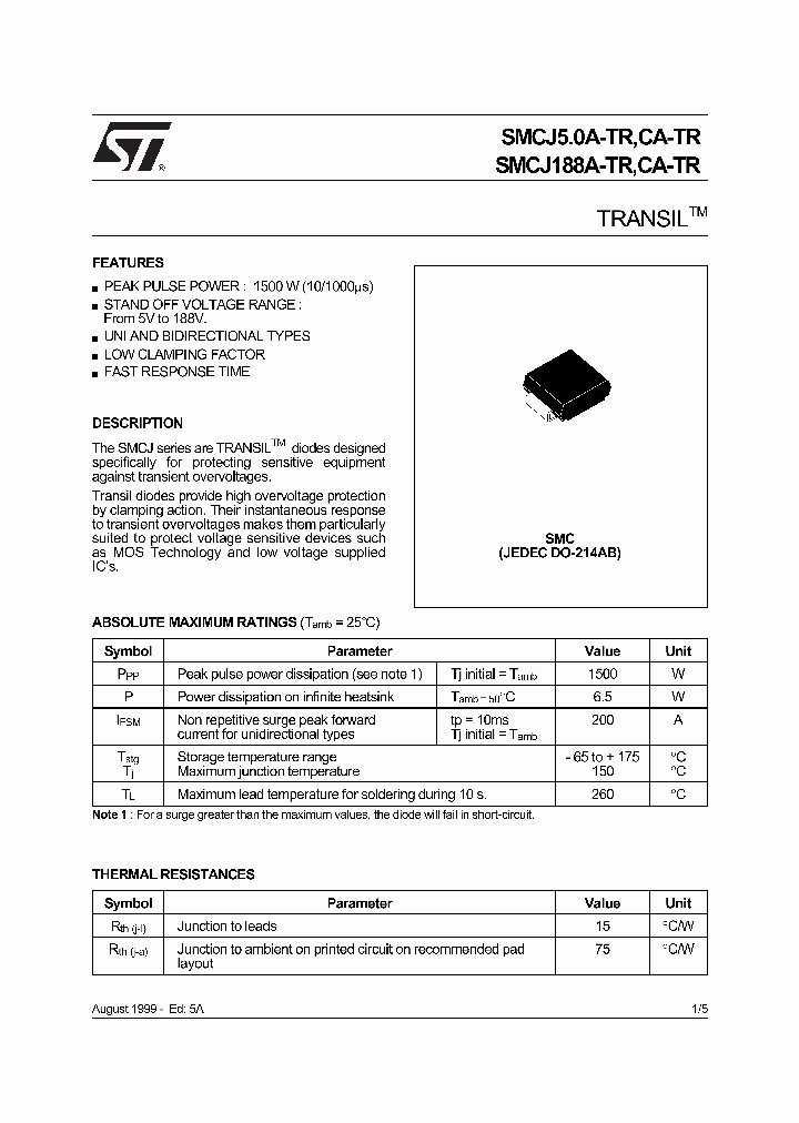 SMCJ50A-TR_117642.PDF Datasheet
