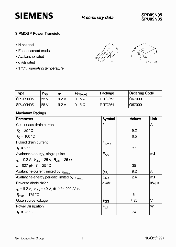 SPU09N05_180775.PDF Datasheet