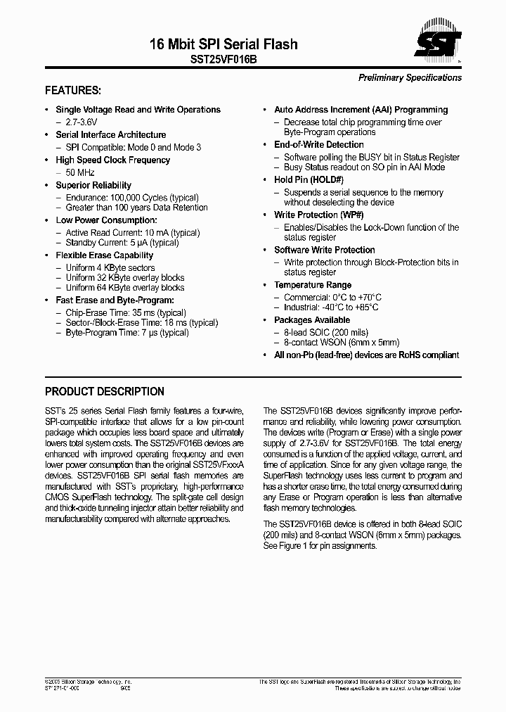 SST25VF016_307807.PDF Datasheet