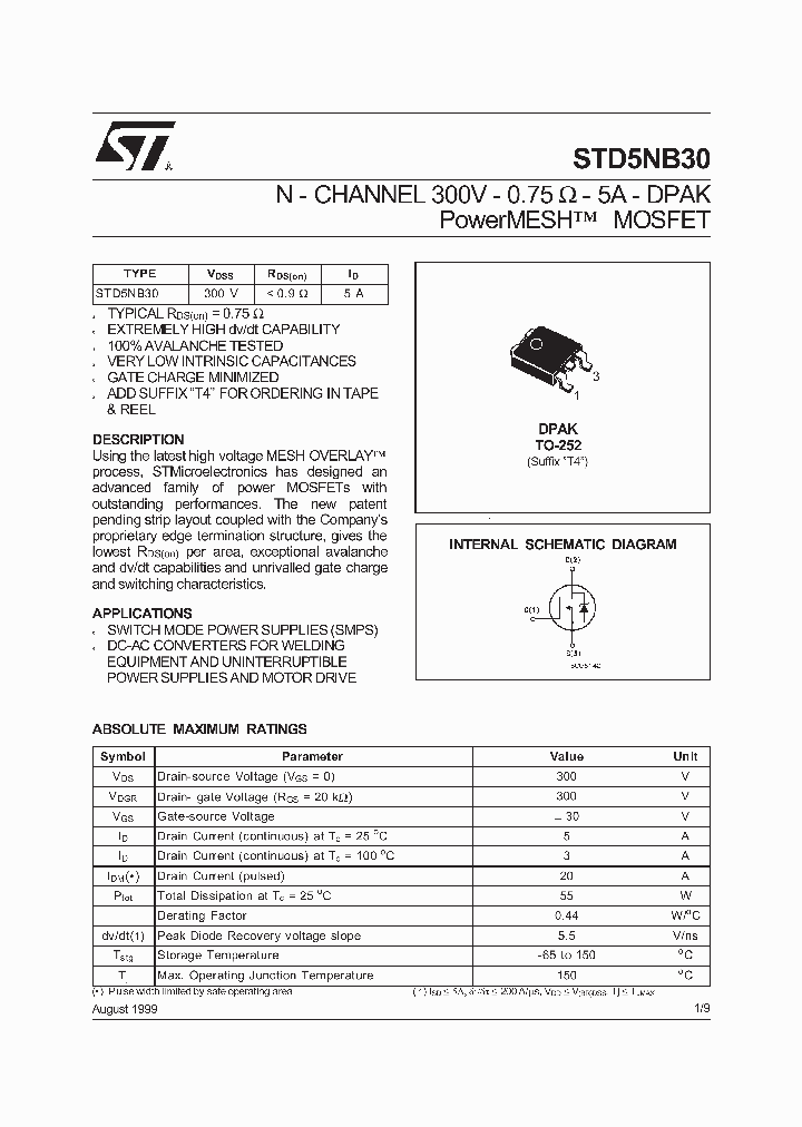 STD5NB30_360382.PDF Datasheet