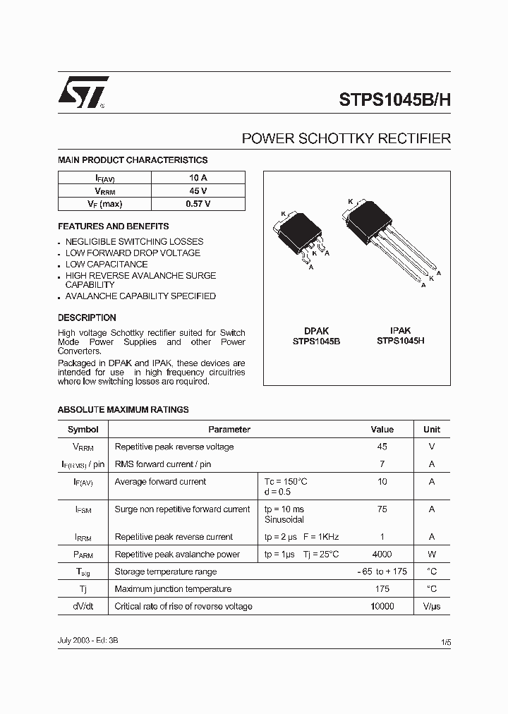STPS1045B-TR_196779.PDF Datasheet