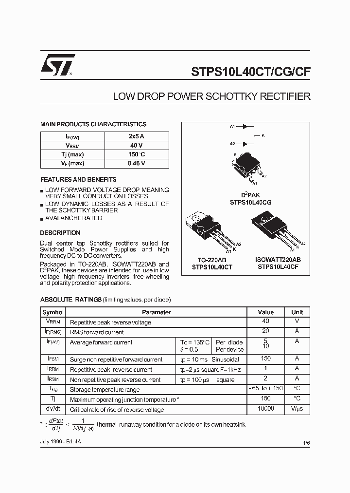 STPS10L40CF_355210.PDF Datasheet