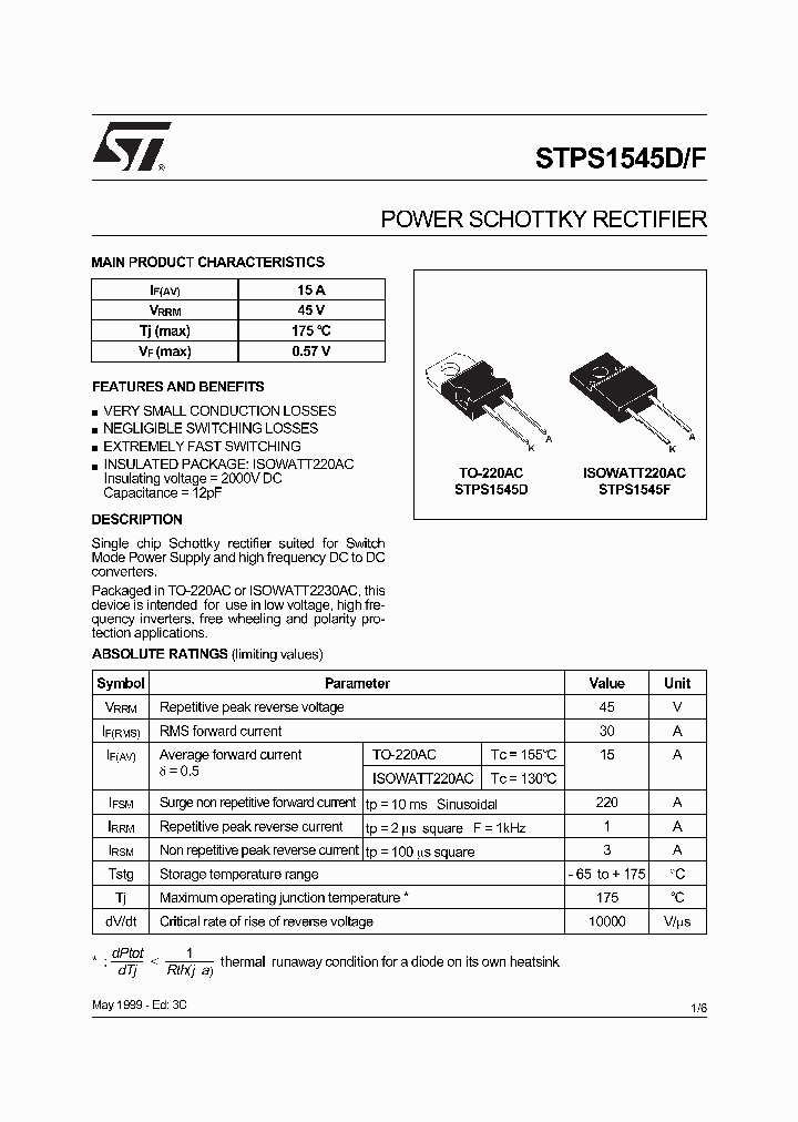 STPS1545F_180532.PDF Datasheet