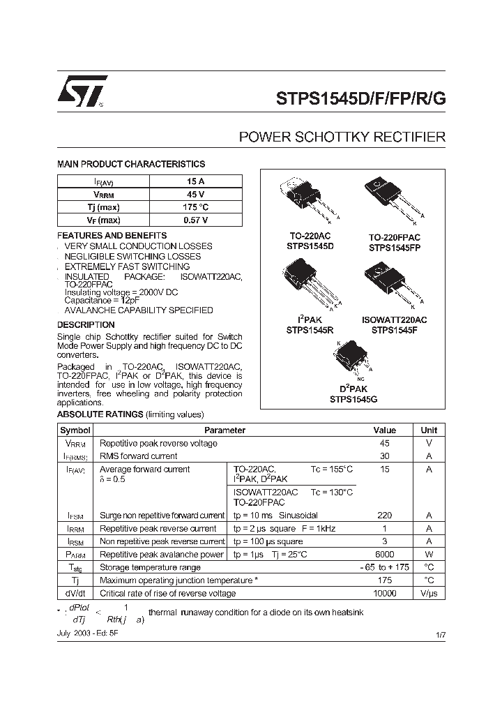 STPS1545R_180520.PDF Datasheet