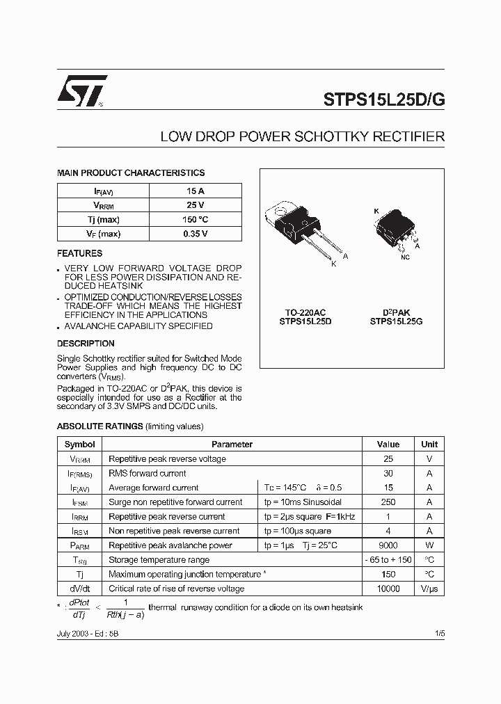 STPS15L25G-TR_180528.PDF Datasheet