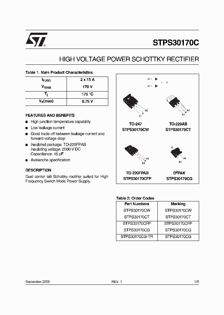 STPS30170C_323580.PDF Datasheet