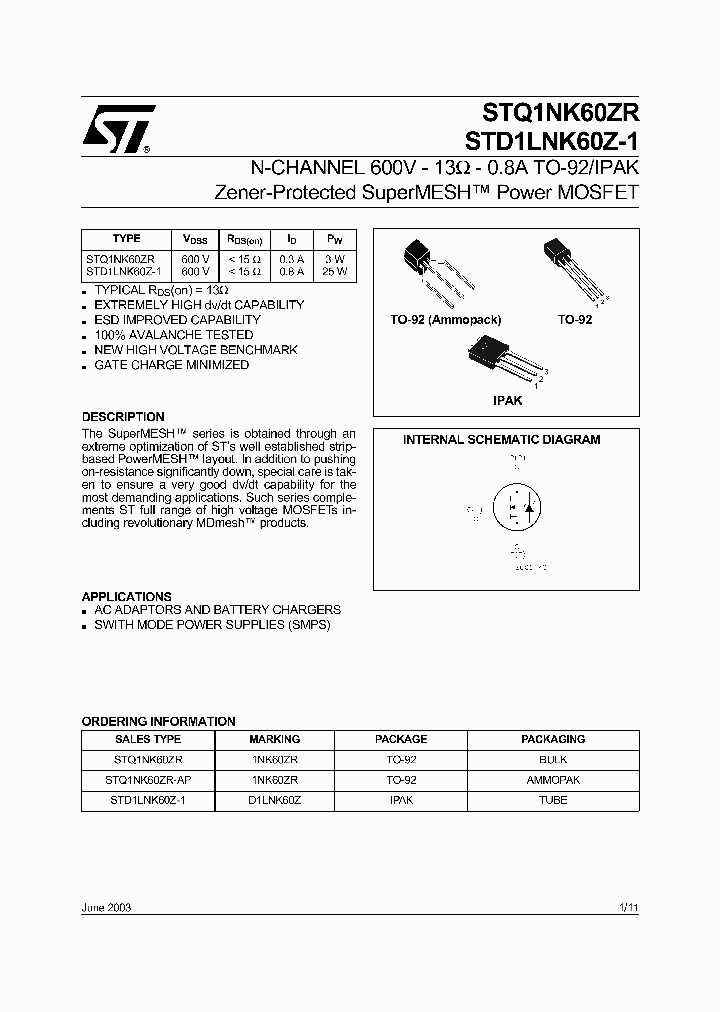 STD1LNK60Z-1_185720.PDF Datasheet