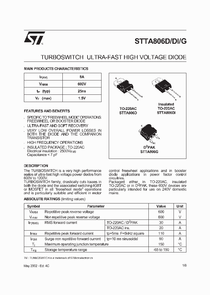 STTA806G-TR_191881.PDF Datasheet