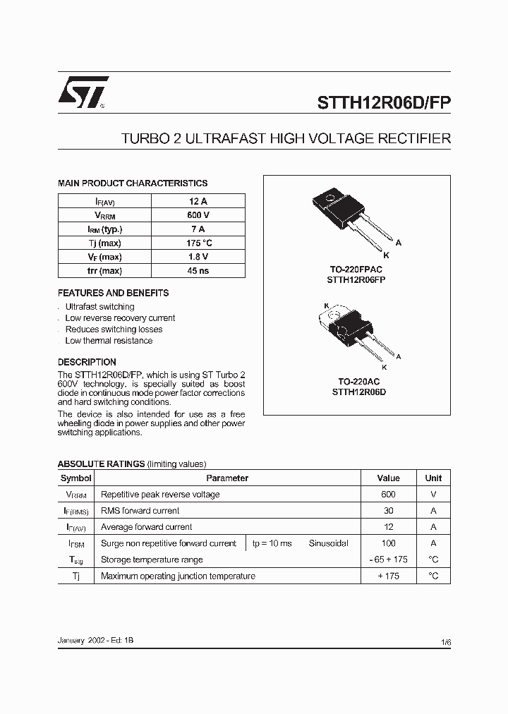 STTH12R06XX_184342.PDF Datasheet