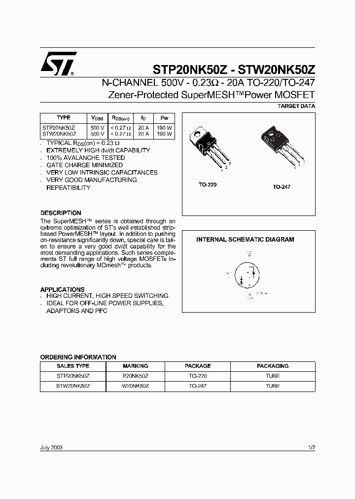 STP20NK50Z_125718.PDF Datasheet