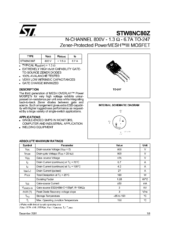 STW8NC80Z_179147.PDF Datasheet