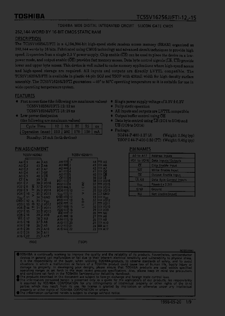 TC55V16256FTI-15_322684.PDF Datasheet