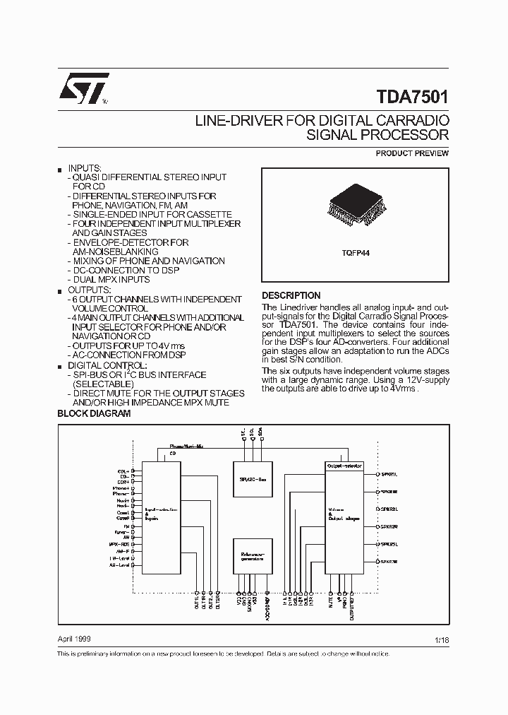 TDA7501_144981.PDF Datasheet