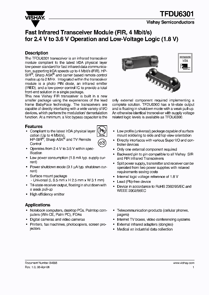 TFDU6301NBSP_325900.PDF Datasheet