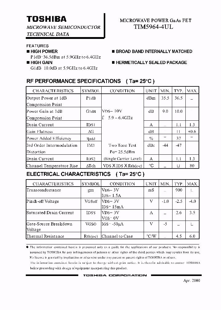 TIM5964-4UL_318735.PDF Datasheet