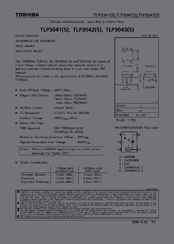 TLP3041S_316562.PDF Datasheet